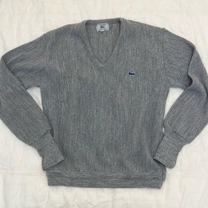 Lacoste Izod Gray Vneck Sweater Vintage Size M